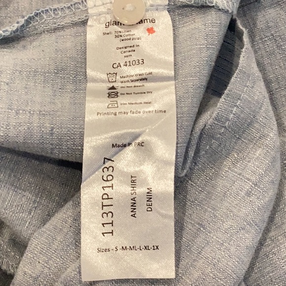 Pale Blue Linen Blend 3/4 sleeve Tunic Top - Picture 9 of 9